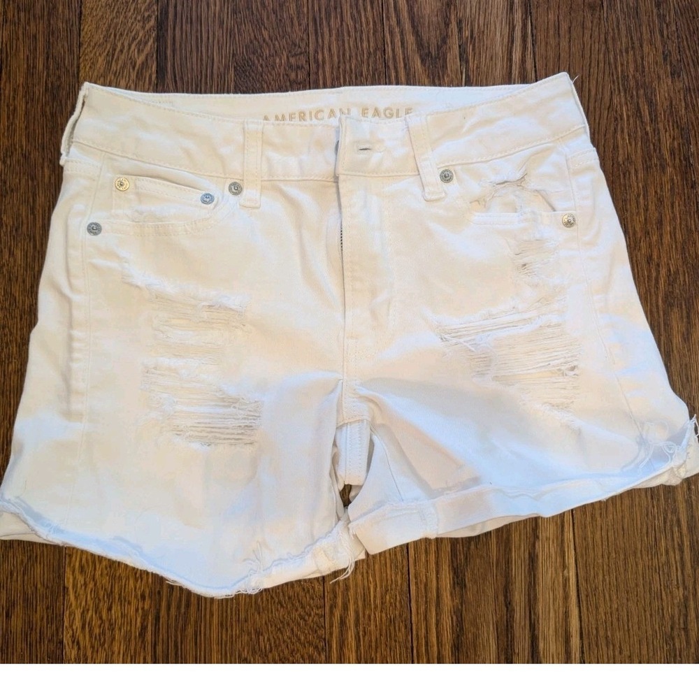 American‎ Eagle Super Stretch White Cutoffs Denim Jean Shorts Size Women's 2